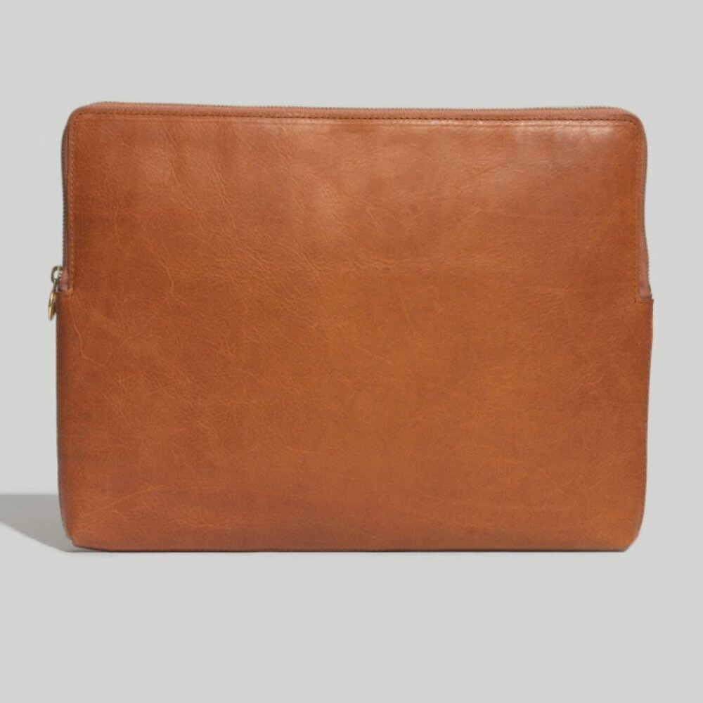 Madewell Leather Laptop Case in English Saddle